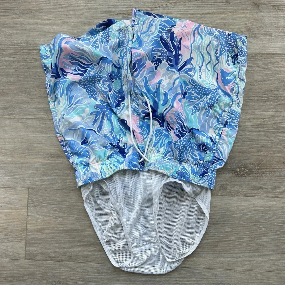 Lilly Pulitzer Small Capri Trunk Ocean‎ View Saltwater View Blue Shade Stretch